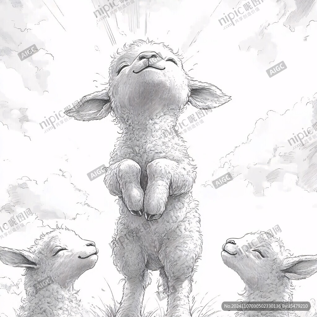 手绘羊素描羊