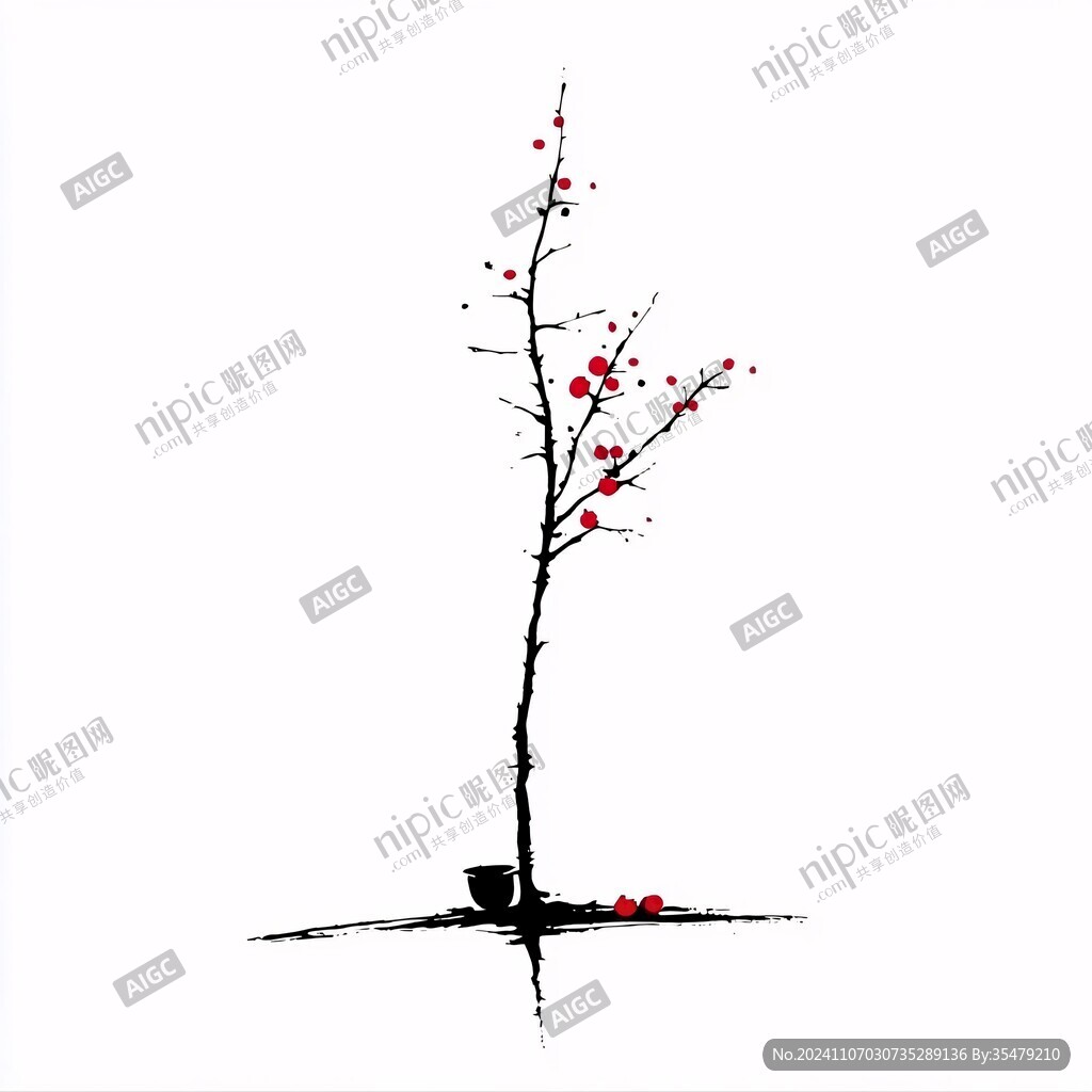 中国文化禅意水墨梅花