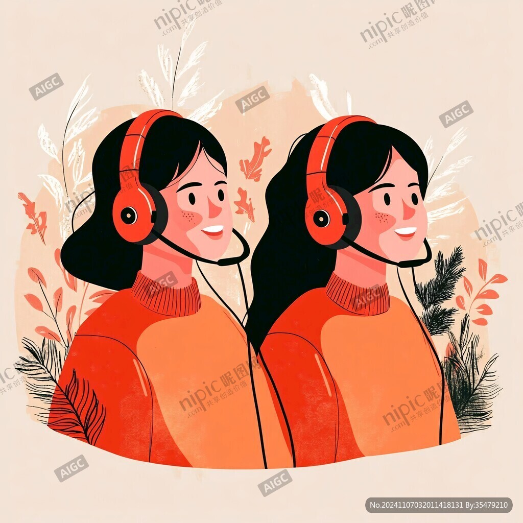 扁平风插画闺蜜女孩