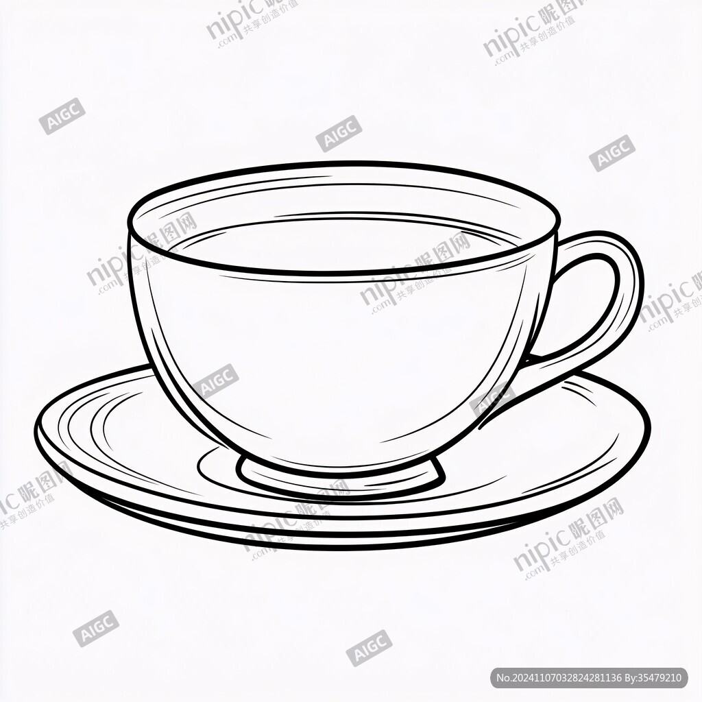 手绘线稿咖啡杯