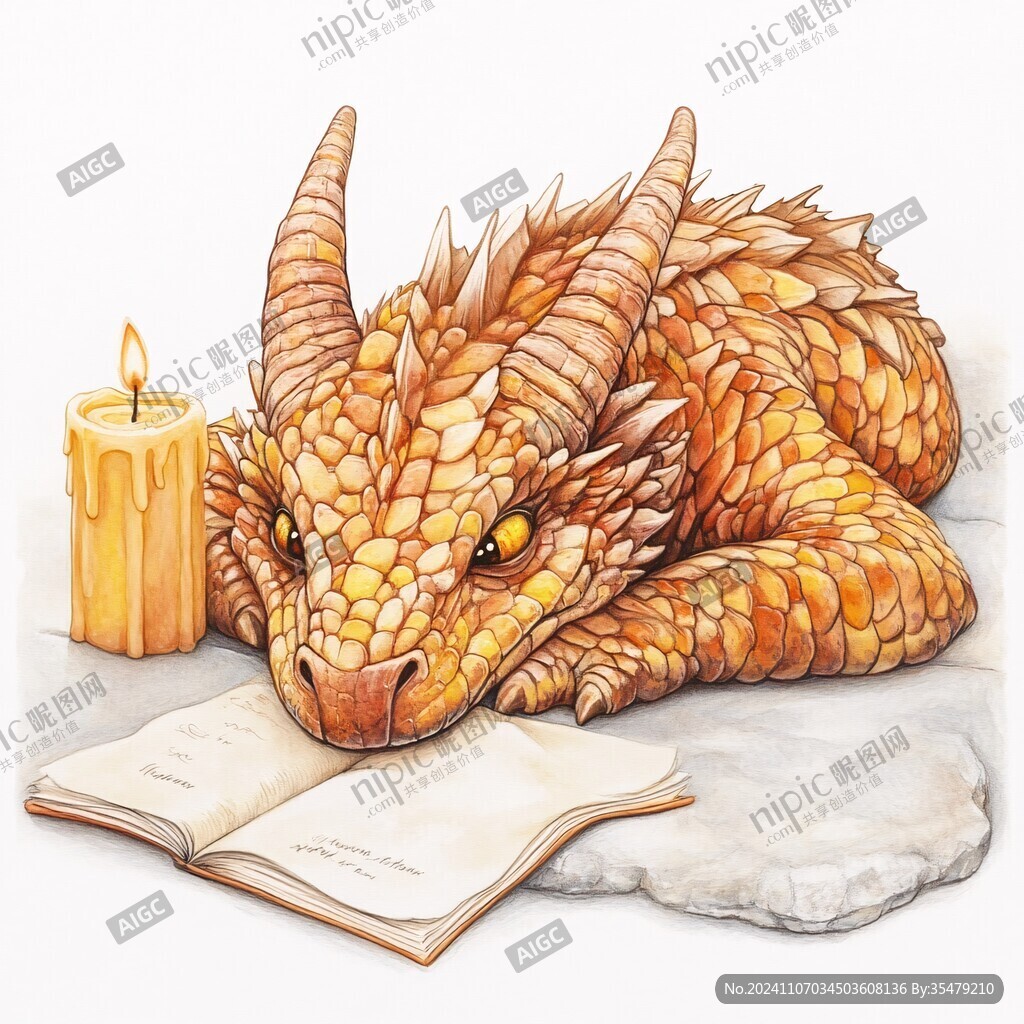 手绘小龙插画