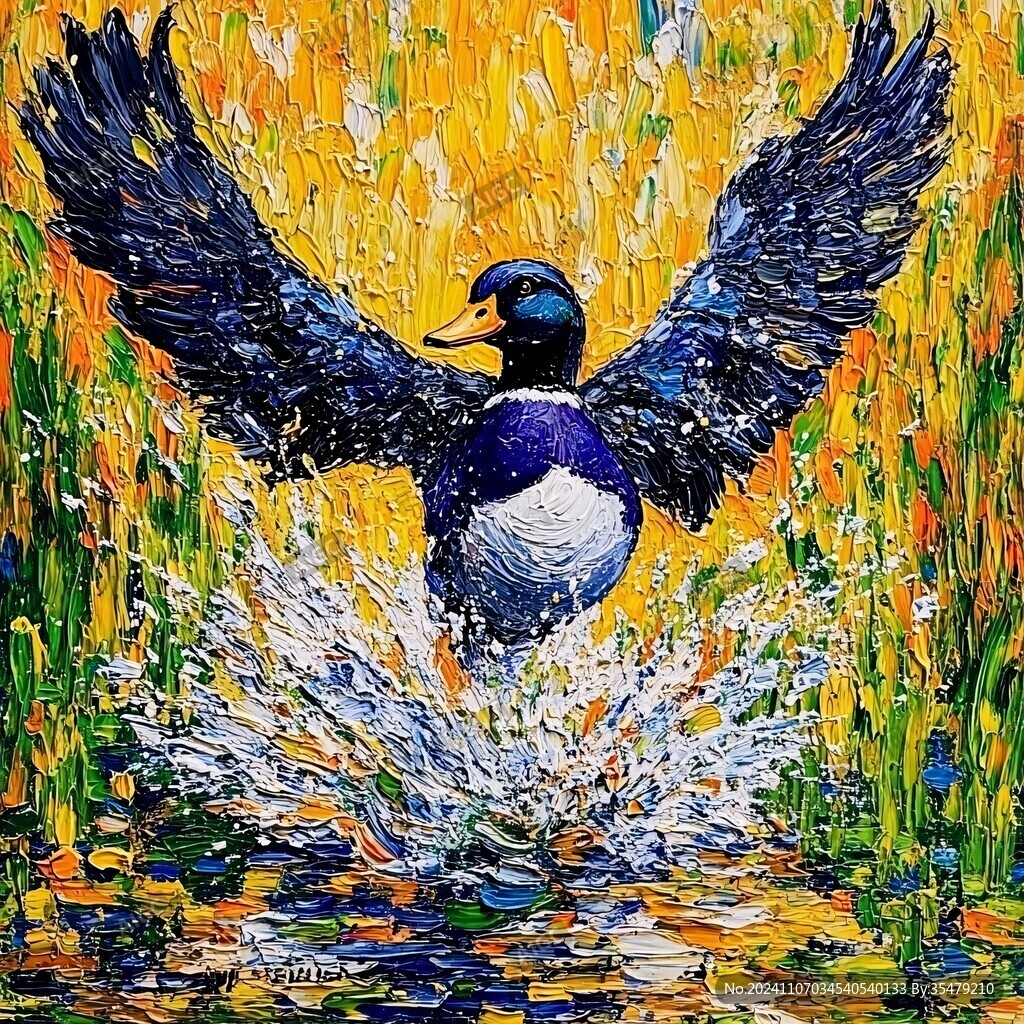 野鸟光影油画