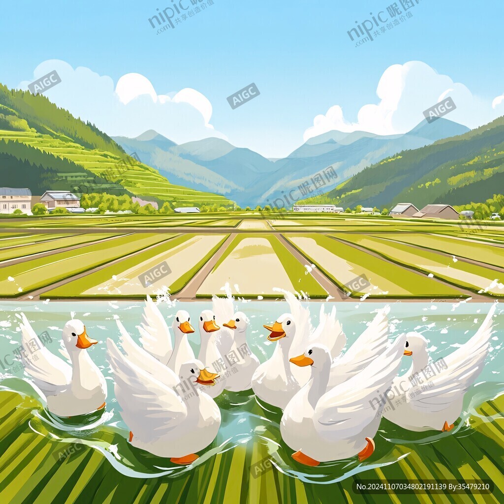 田间鸭插画
