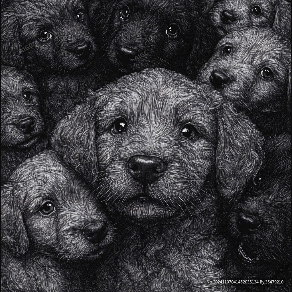 手绘素描狗狗