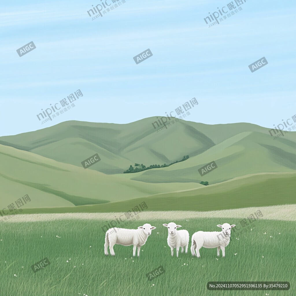 草原羊插画