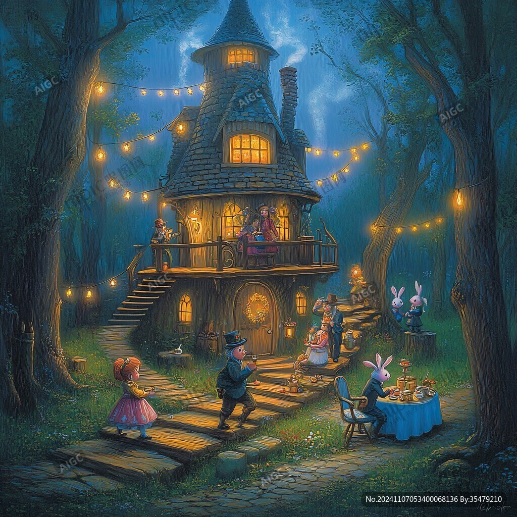 奇幻爱丽斯仙境插画