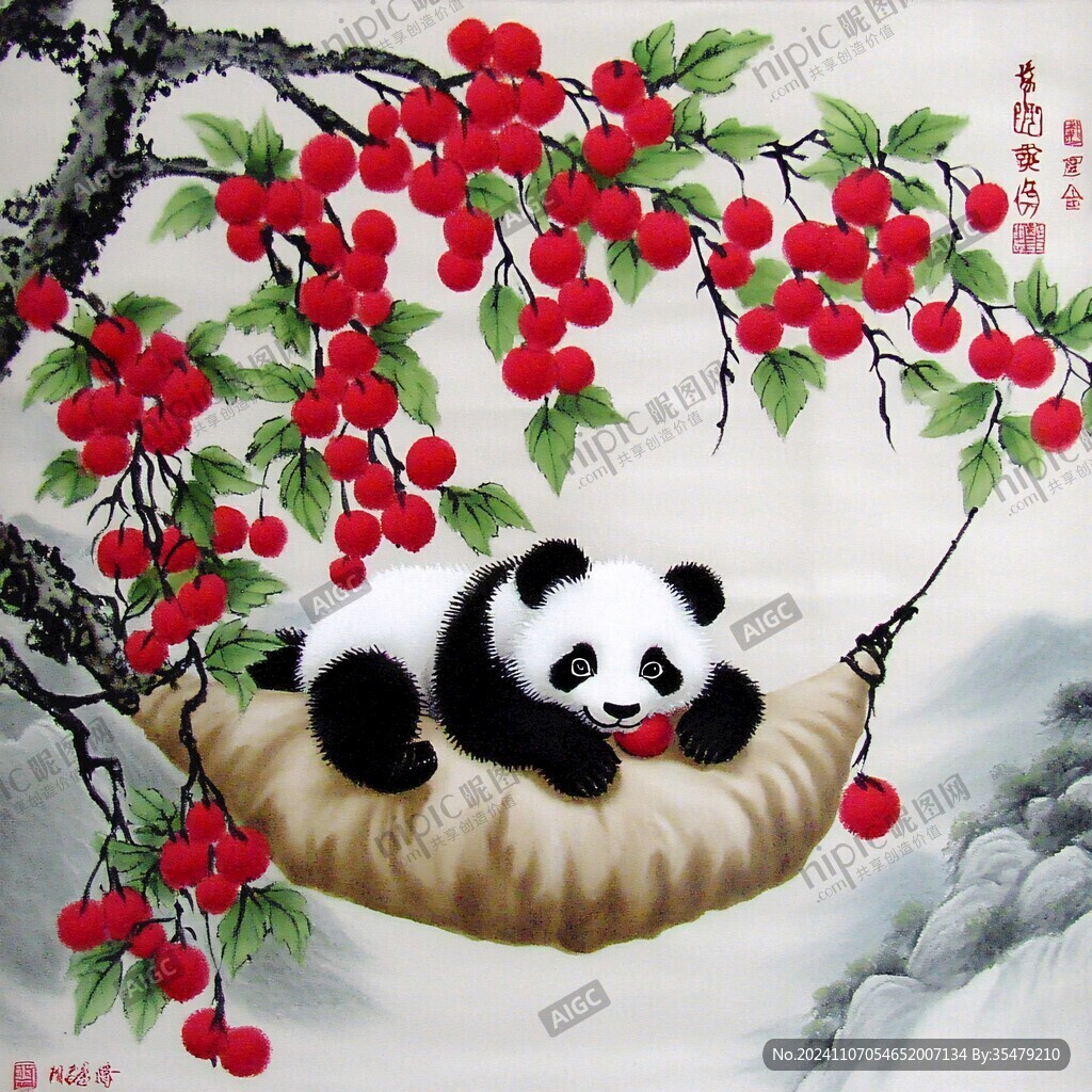 立体熊猫画