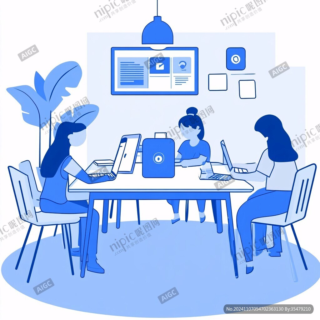 女生工作插画