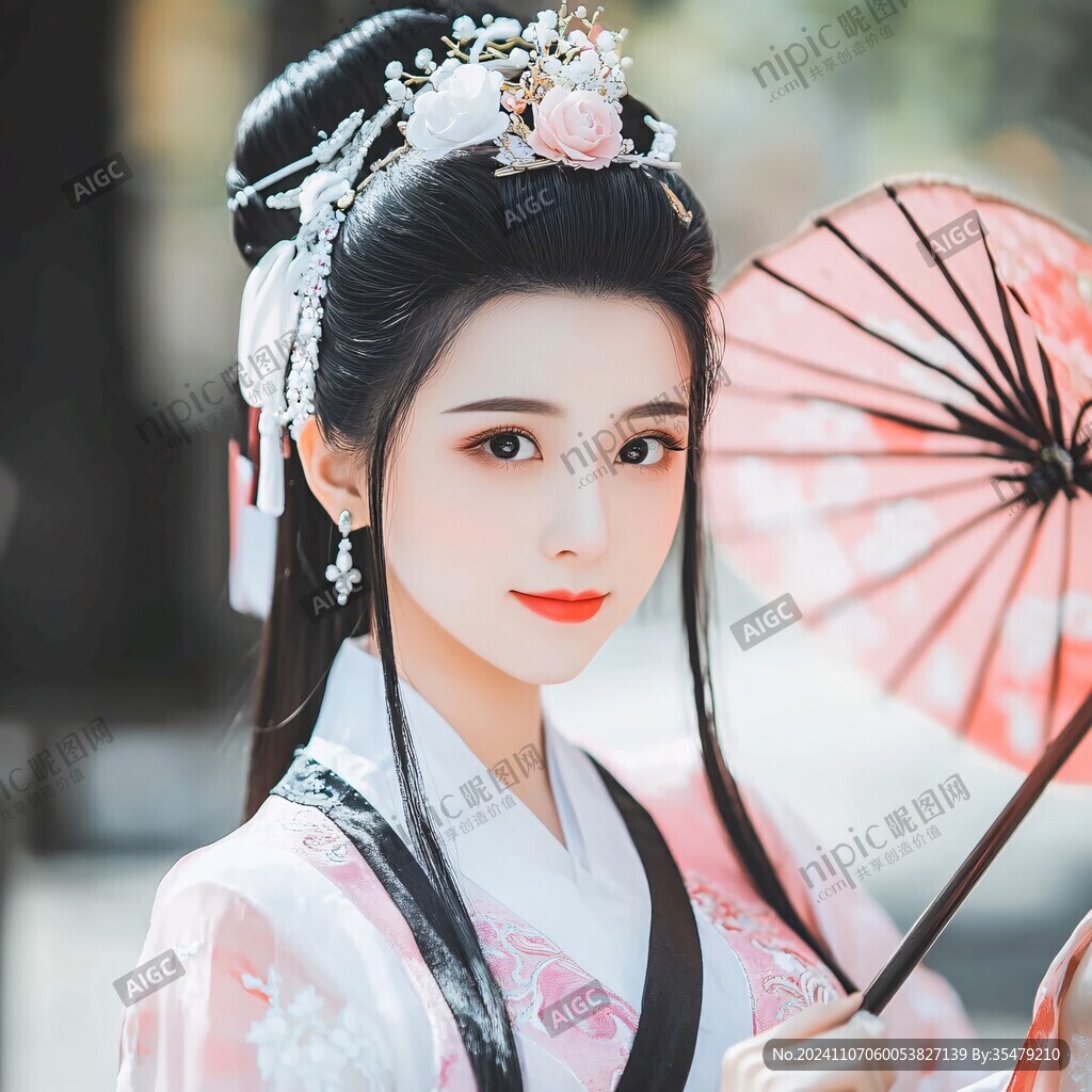 团扇汉服美女