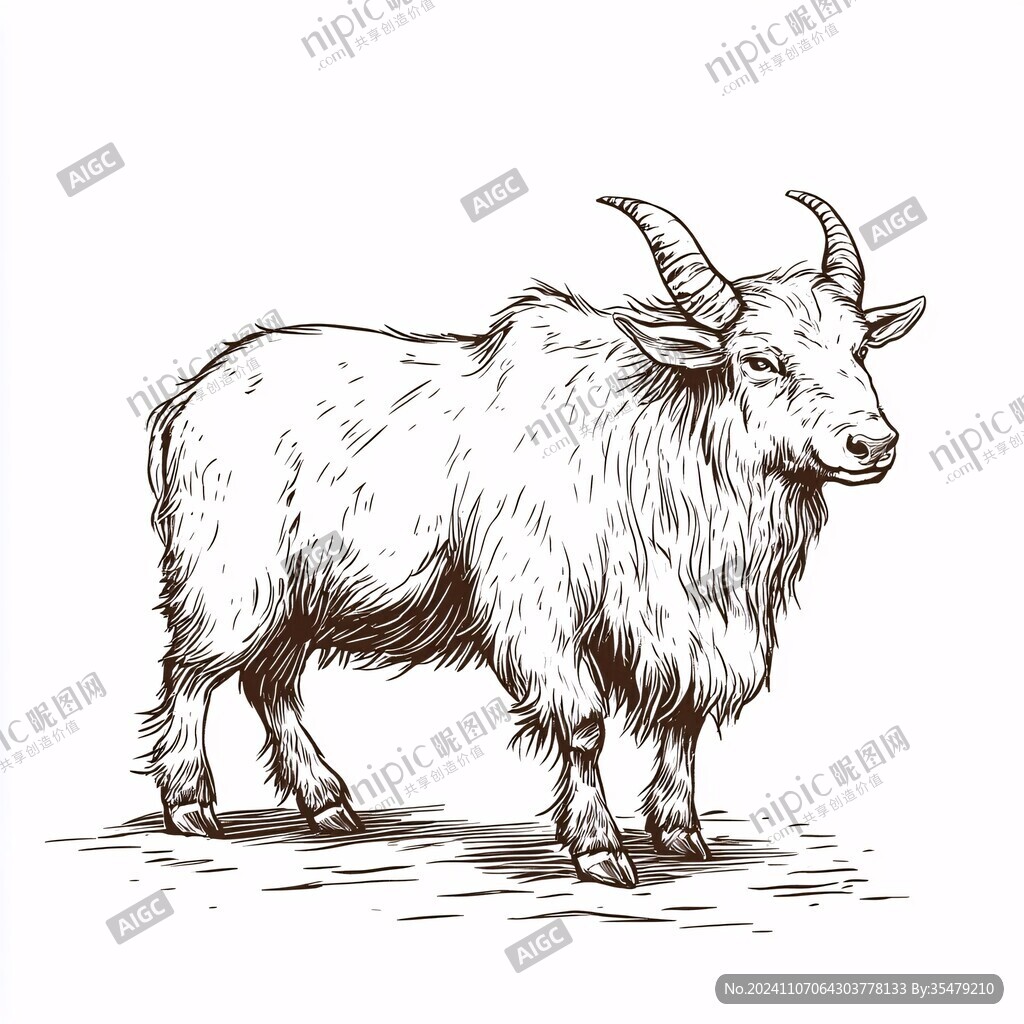 北山羊手绘线稿