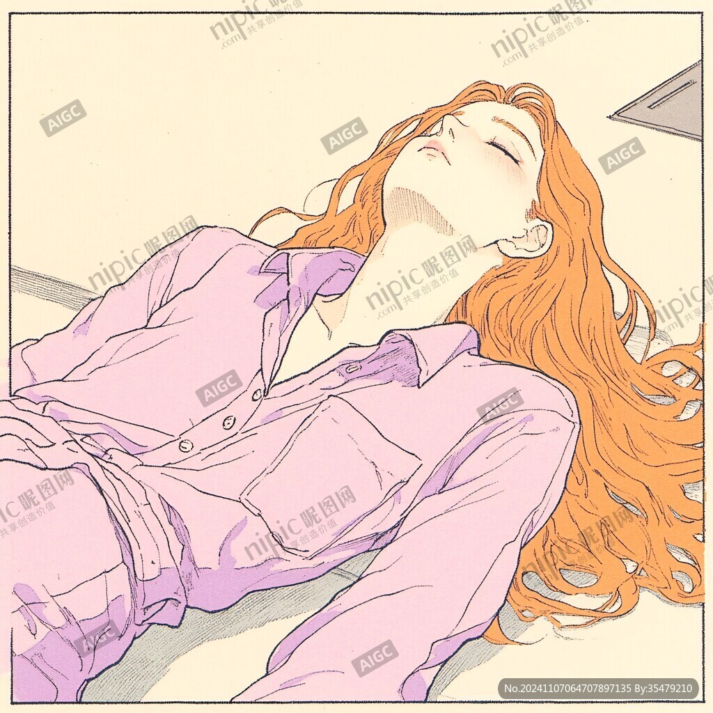 舒适斜躺着悠闲少女