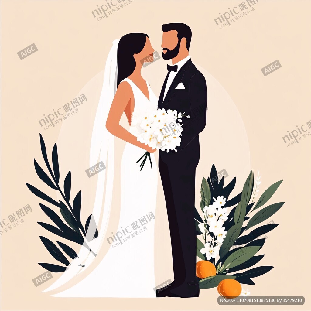 婚礼新人插画