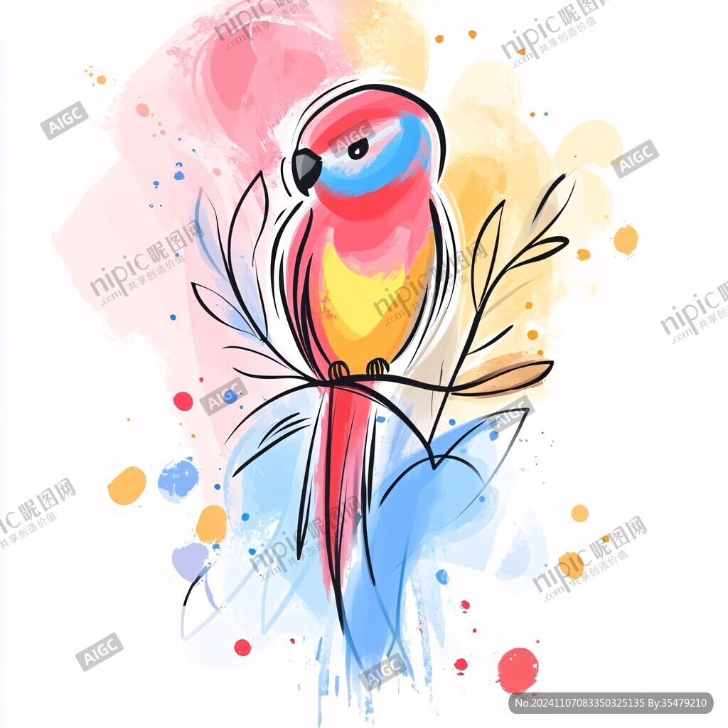 彩色鹦鹉插画