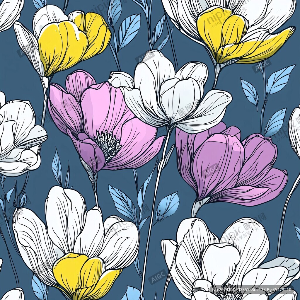 手绘银莲花