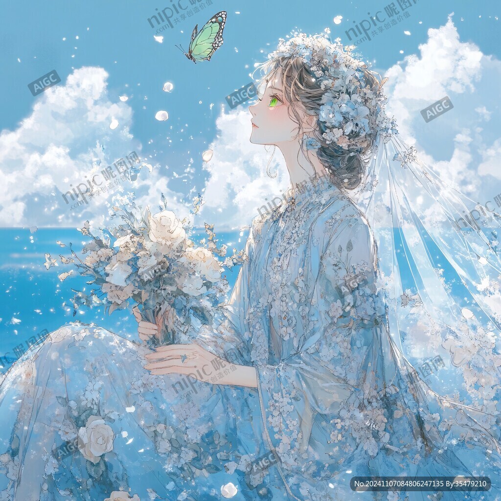 梦幻唯美蓝色系少女