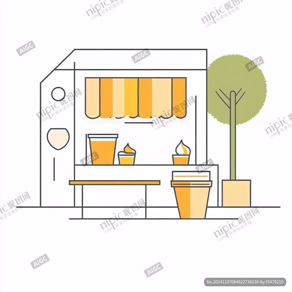 线描奶茶店