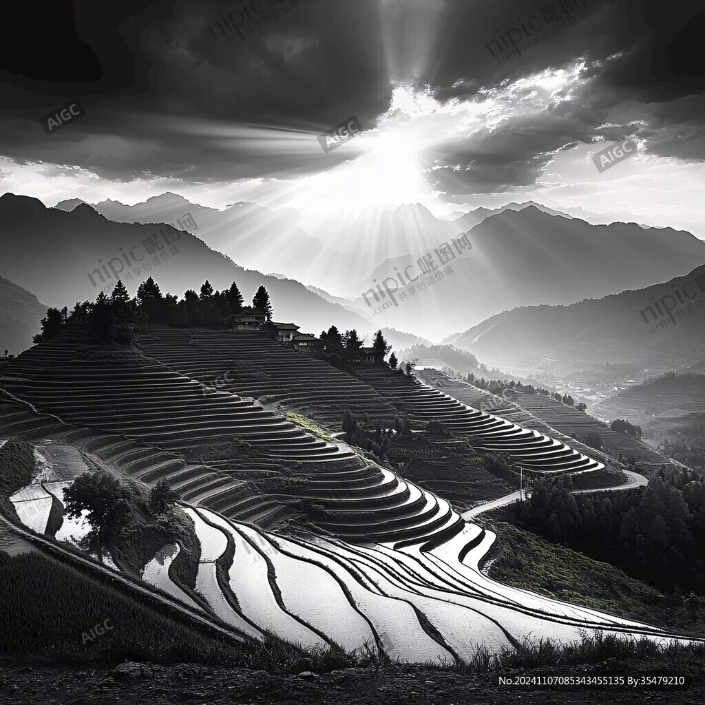 阳光与梯田