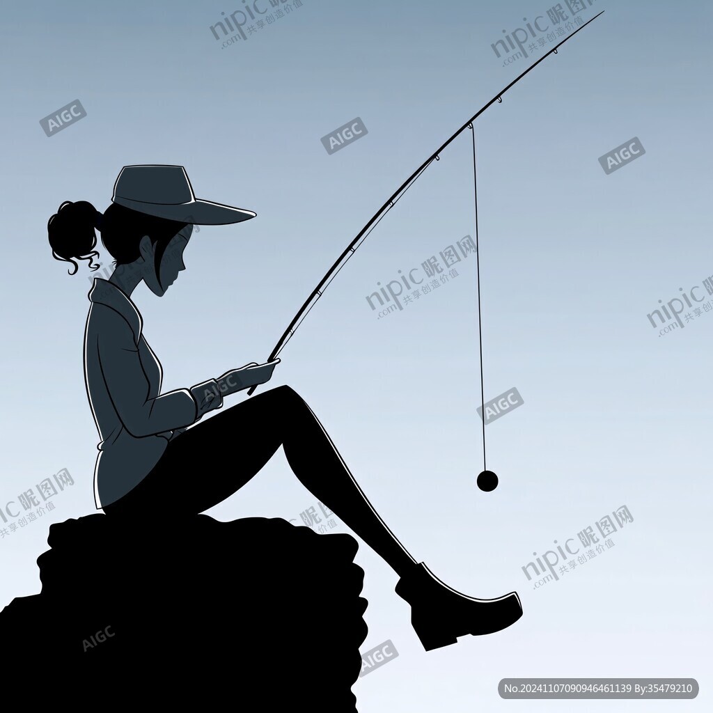 钓鱼的女孩