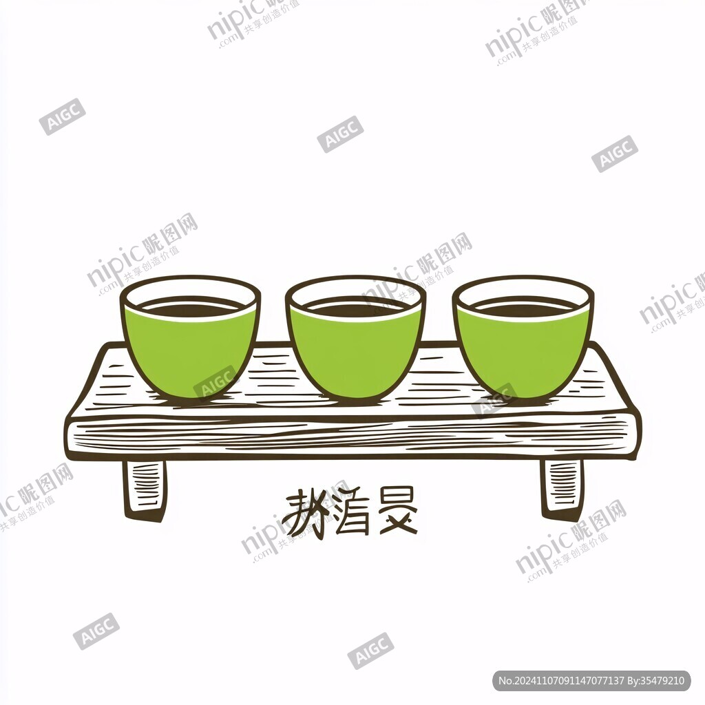 茶道手绘卡通图