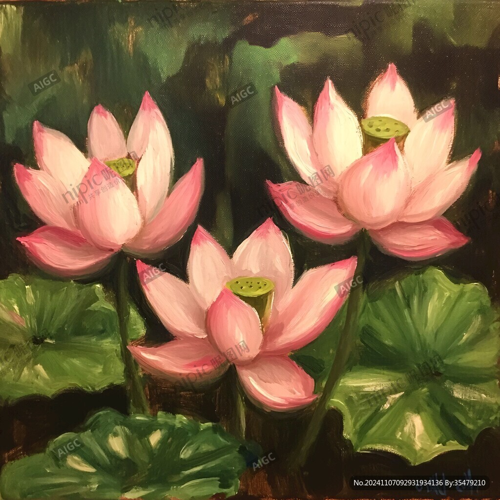 水粉了莲花