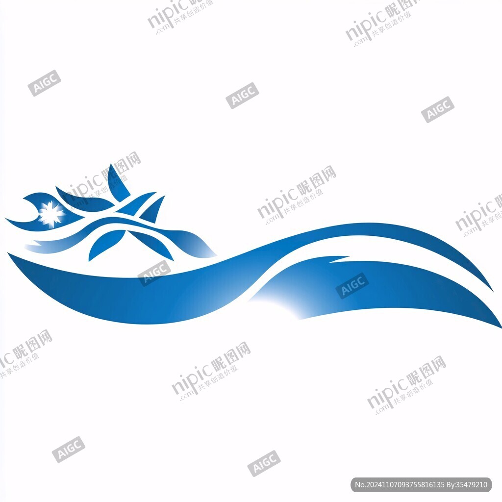 月亮星星海浪logo