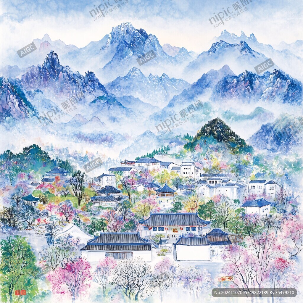 江南香山风景区插画