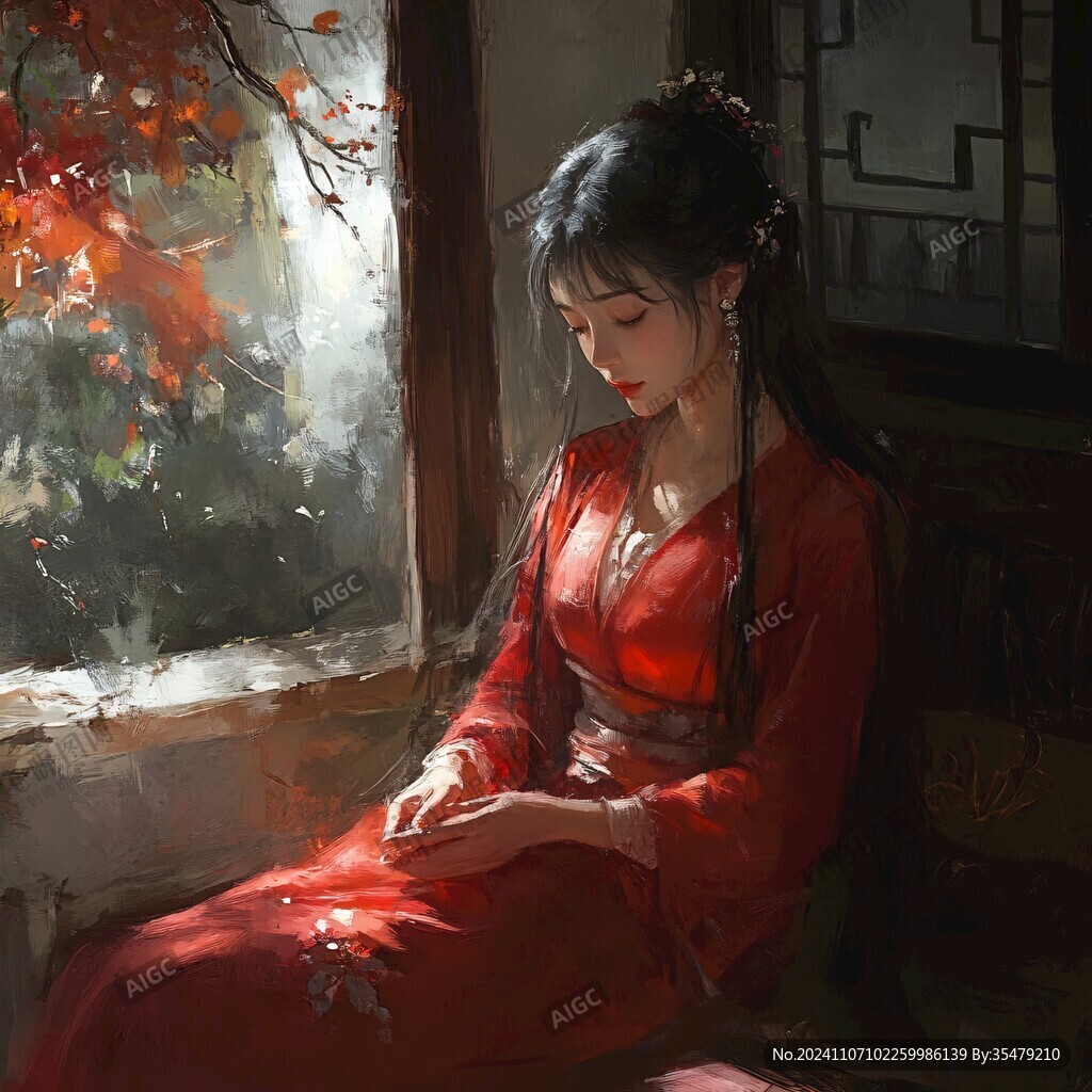 红衣少女设计古风