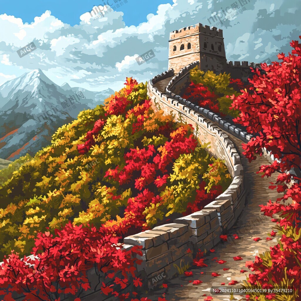 长城风景插画