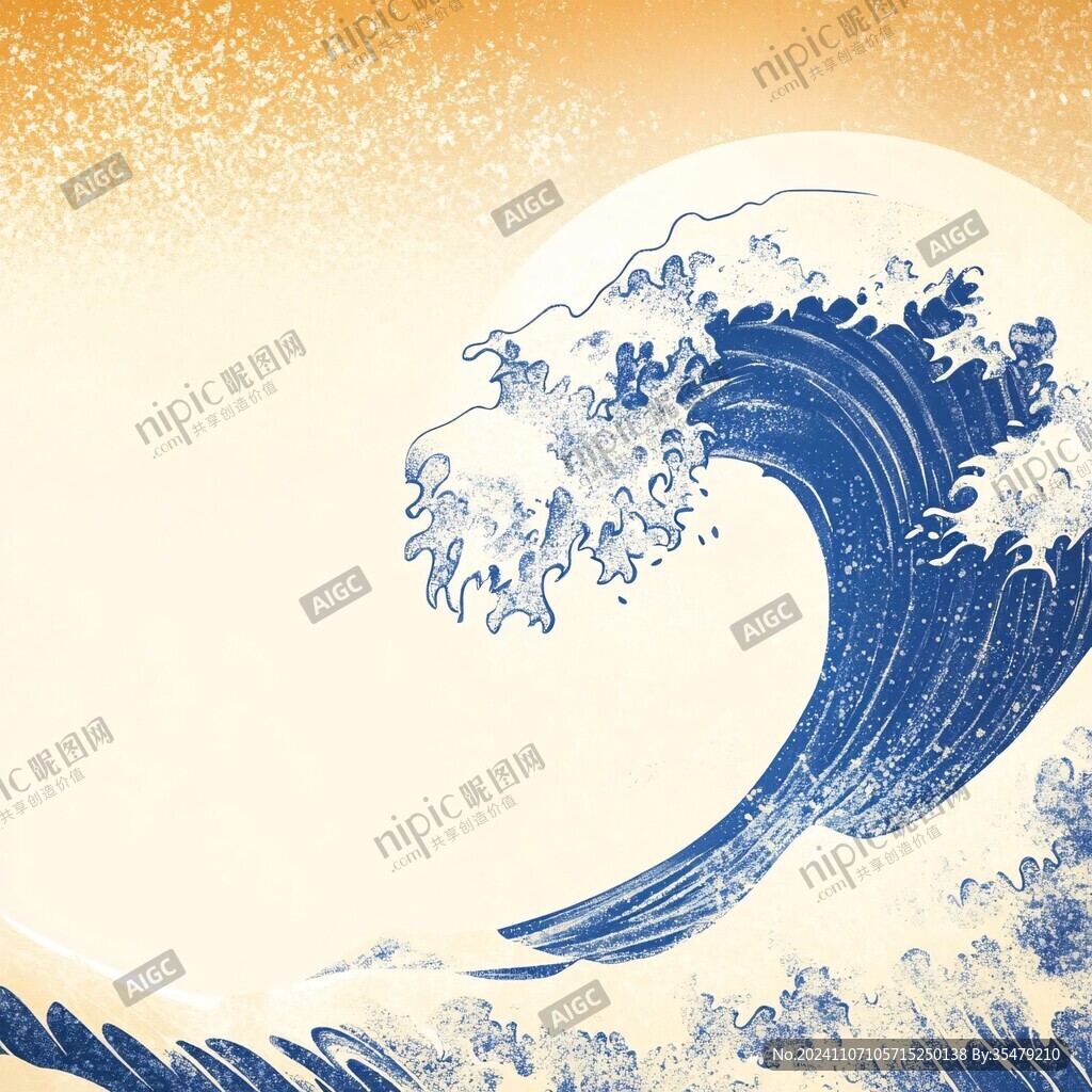 日式浪花背景
