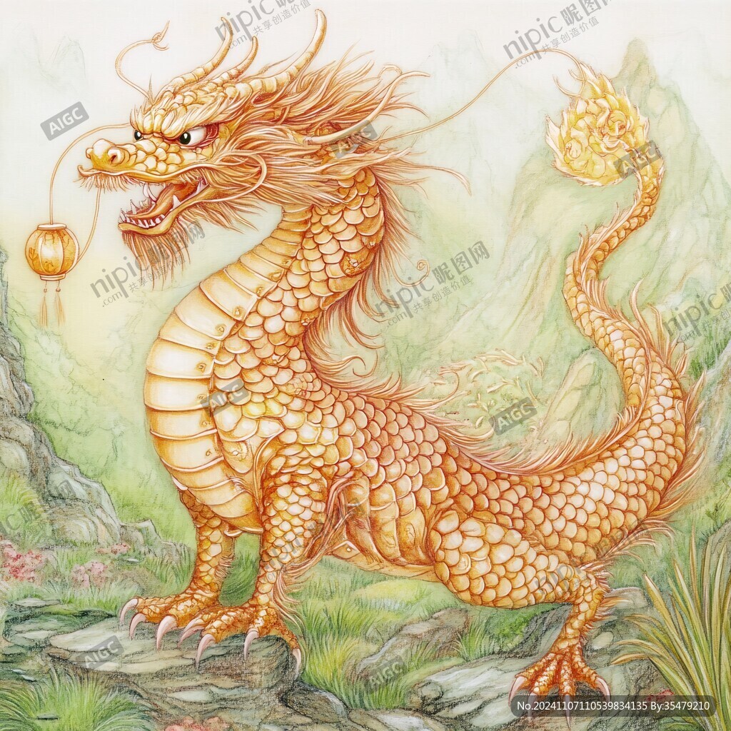 龙年烫金插画