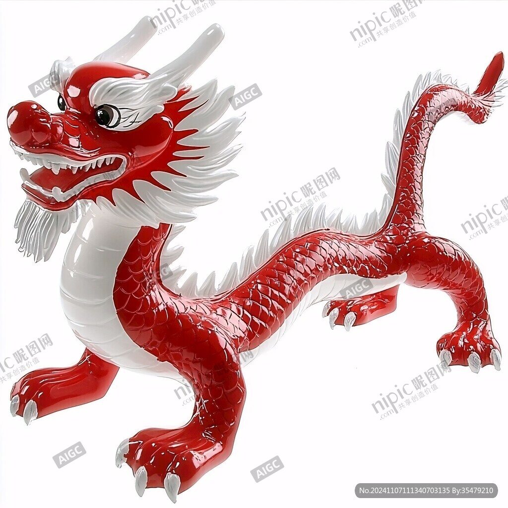 红色中国风龙手绘