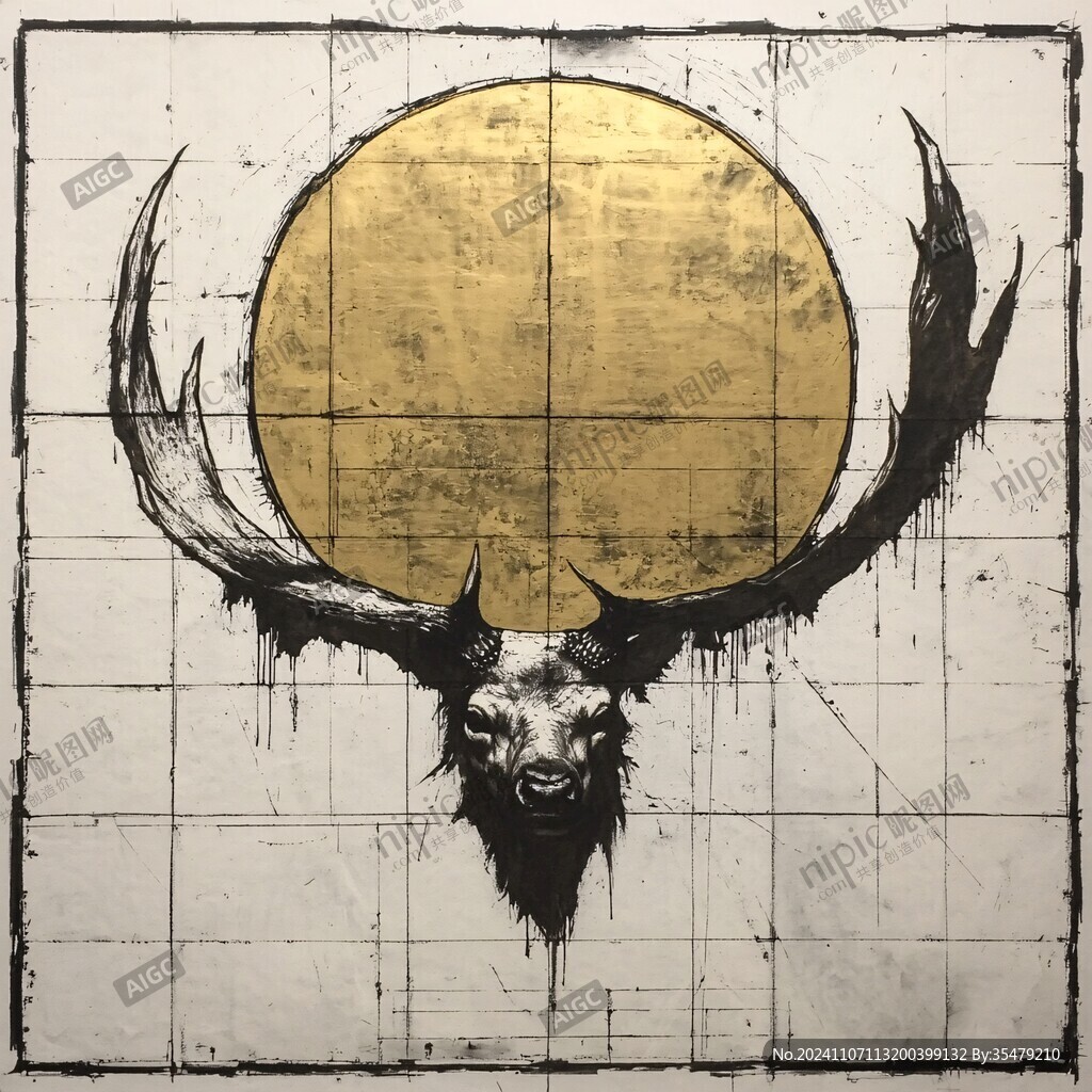 鹿头壁画