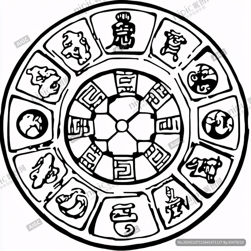 传统圆形吉祥寓意图案