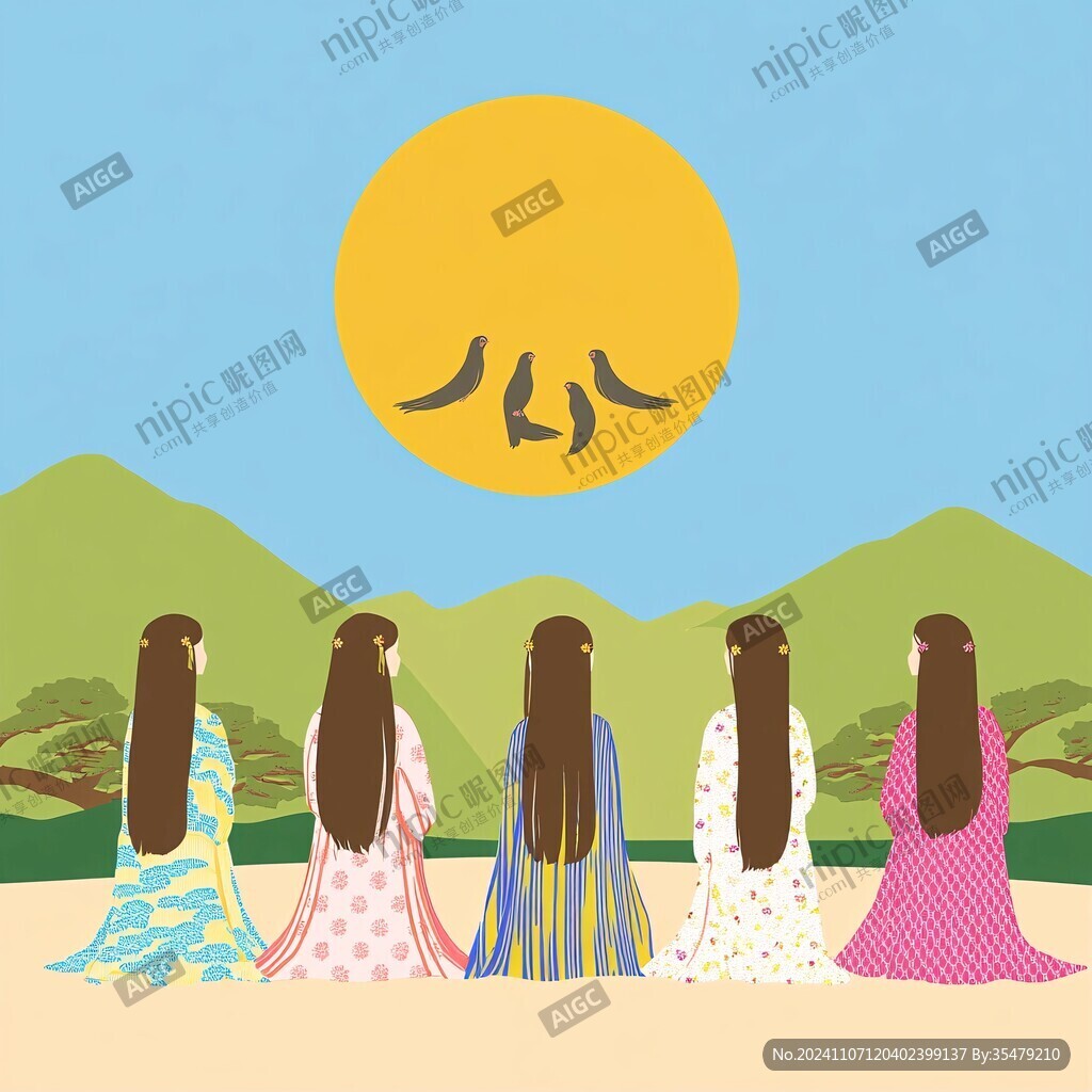 扁平风插画闺蜜女孩