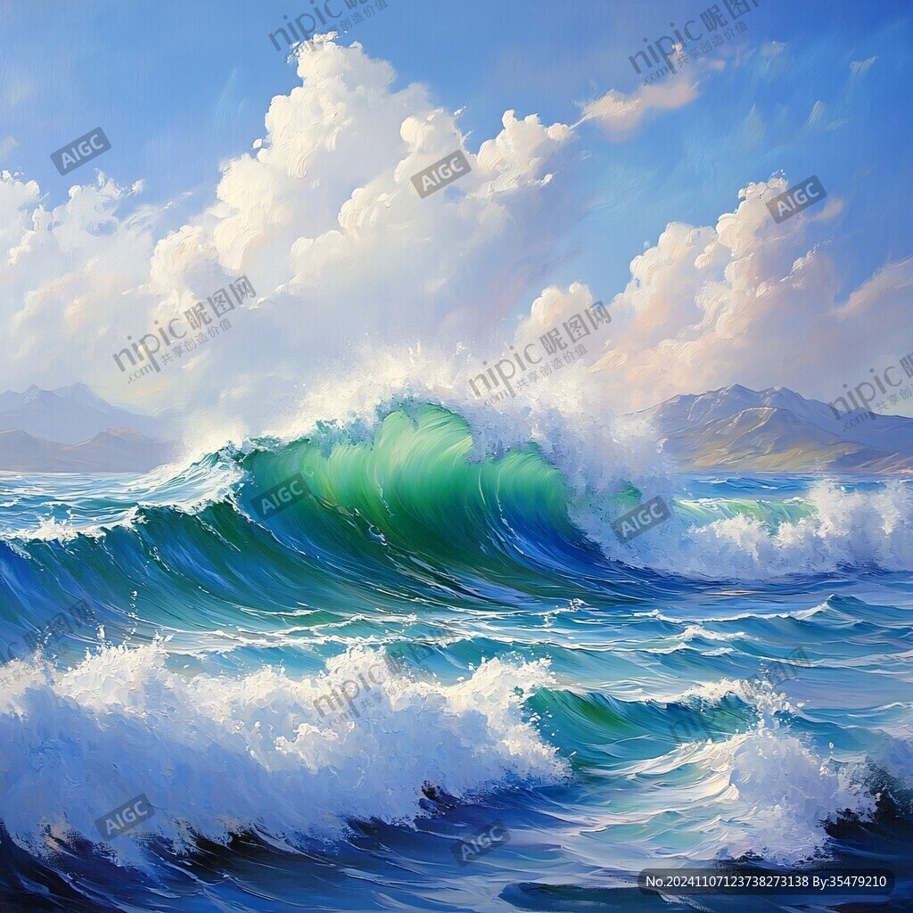 海浪艺术画