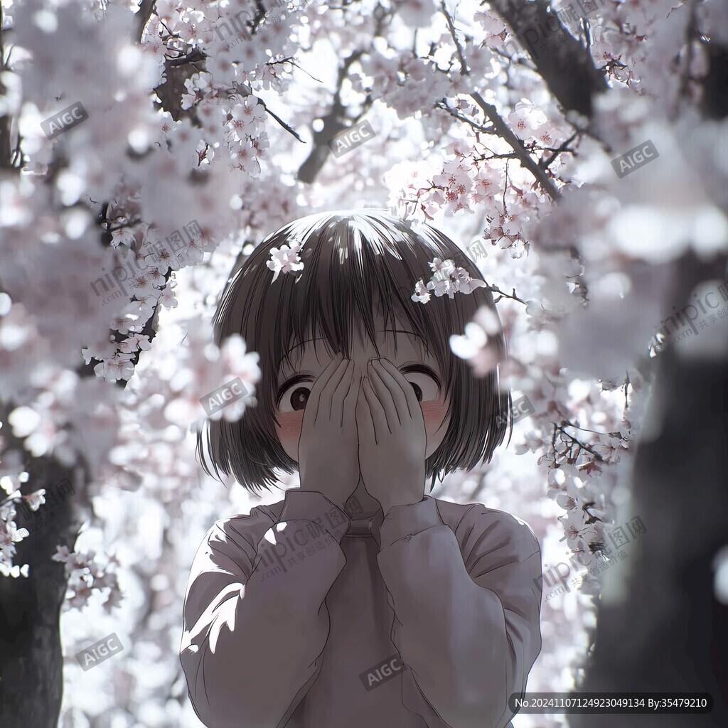 樱花树下的少女
