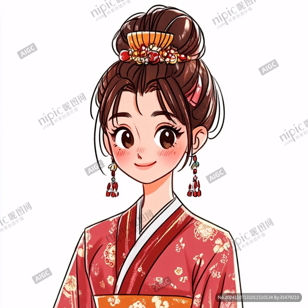 西梅卡通汉服女孩
