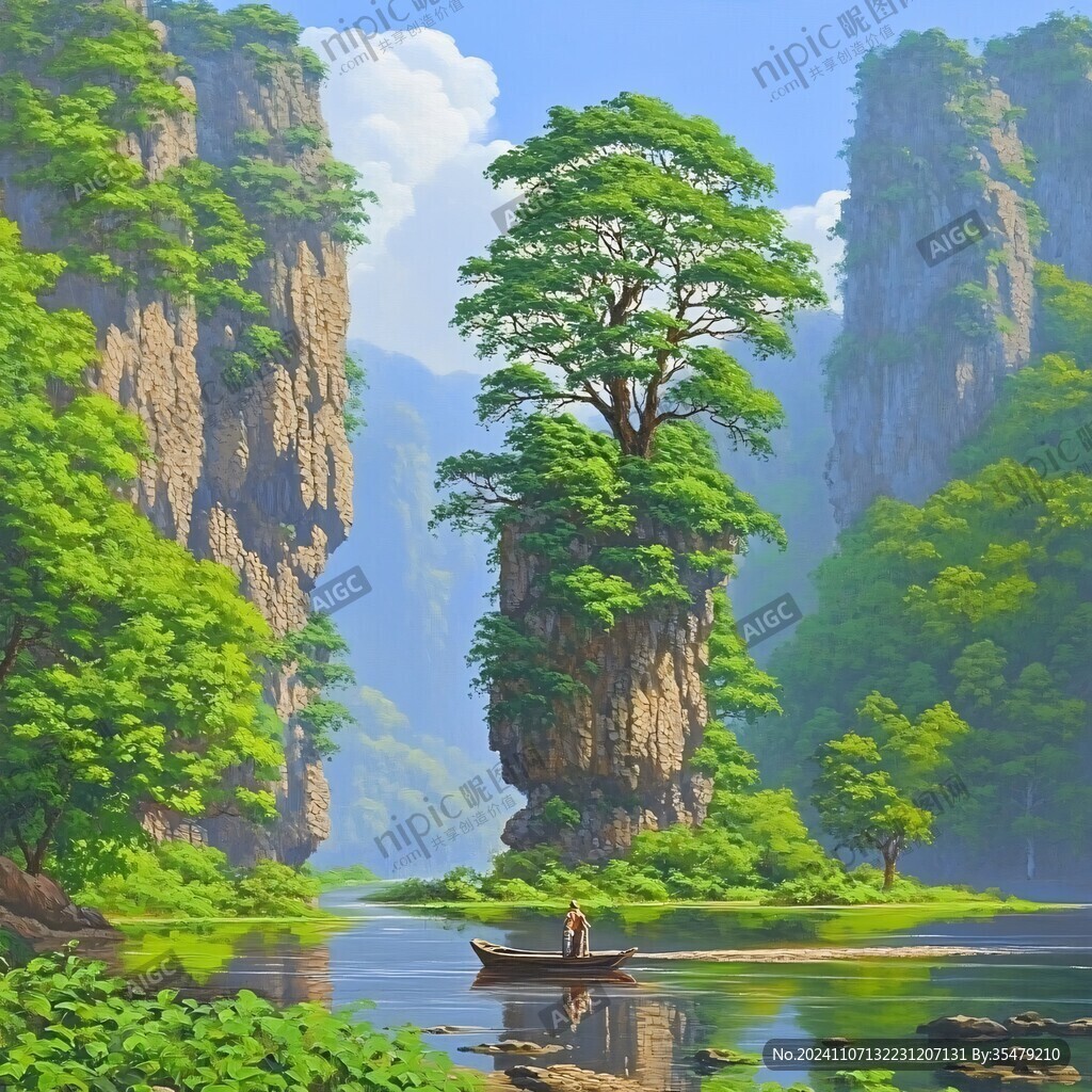 插画山水风景