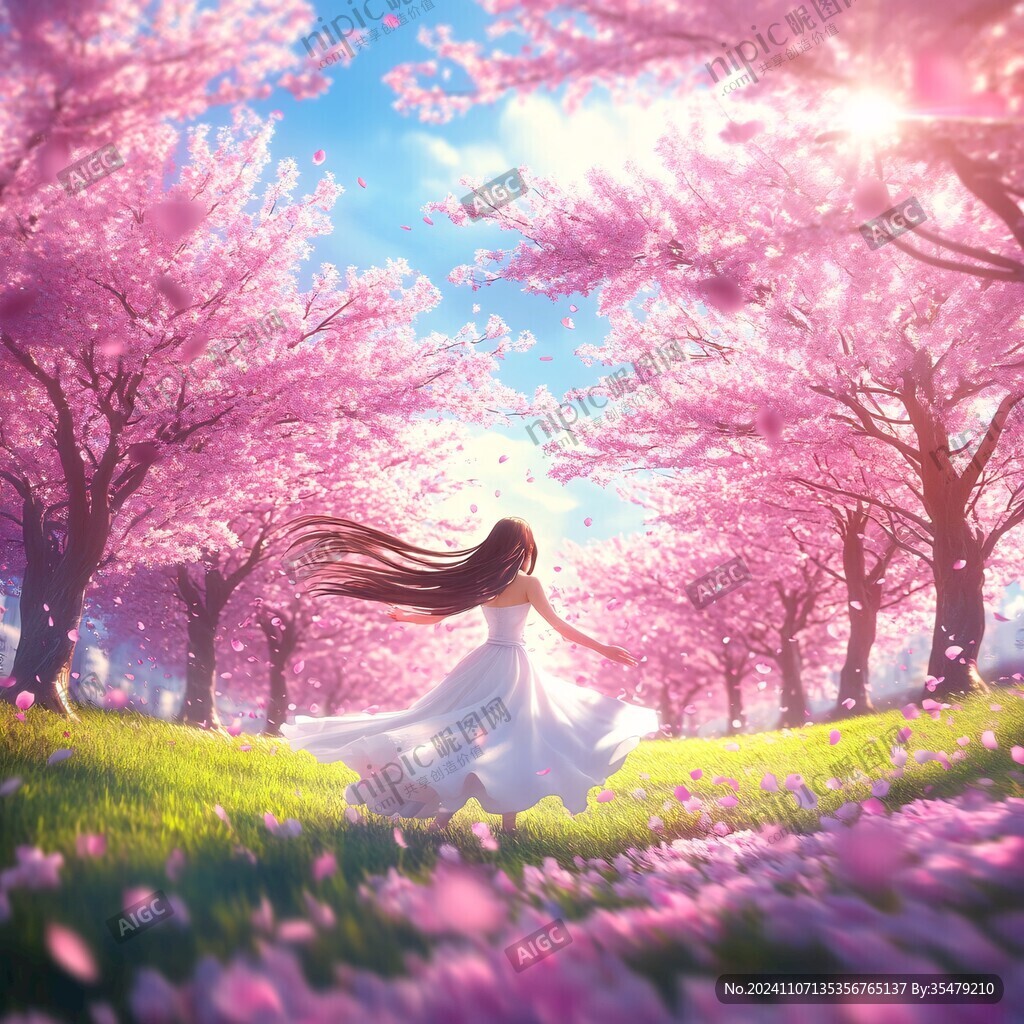 樱花树下的少女