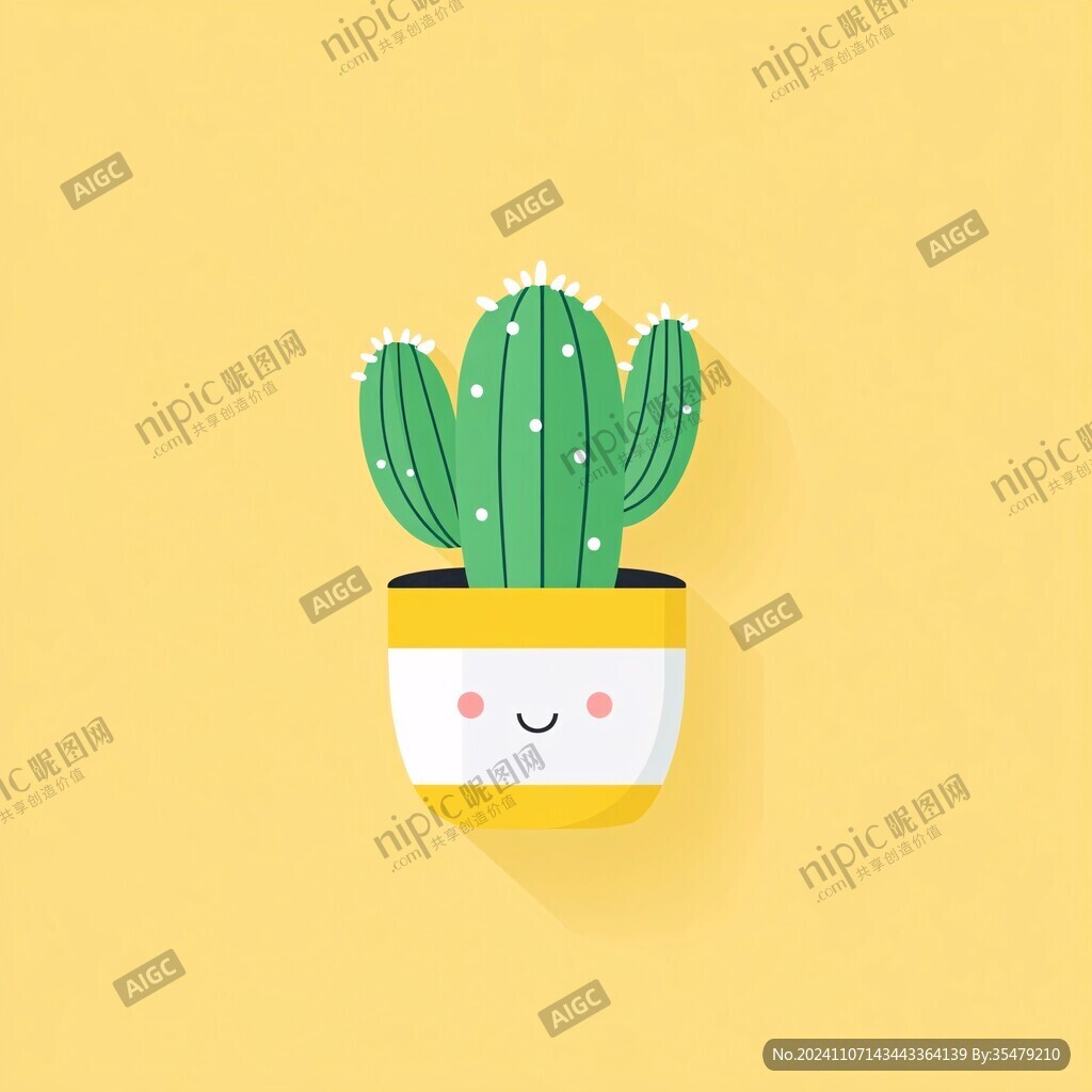 仙人掌盆栽插画