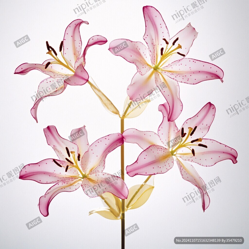 手绘粉色百合花