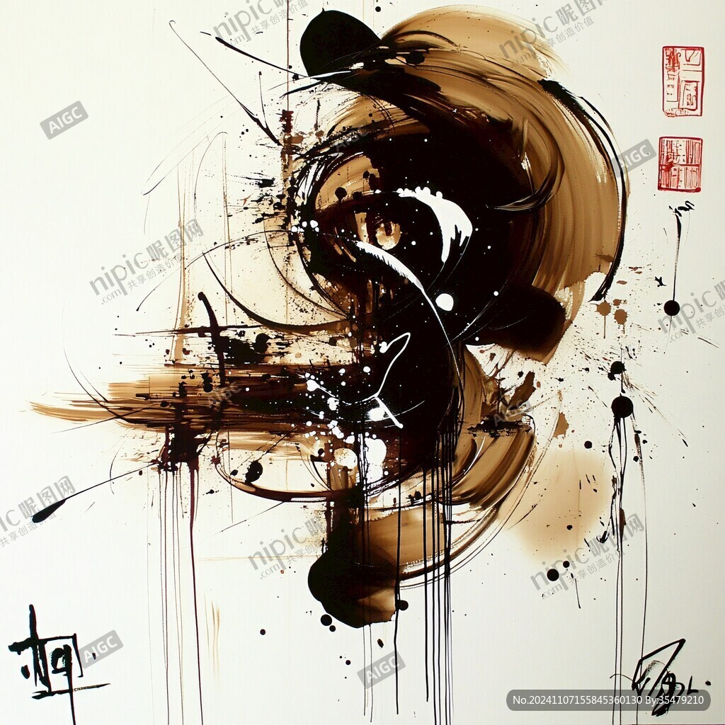 禅意动感线条抽象画
