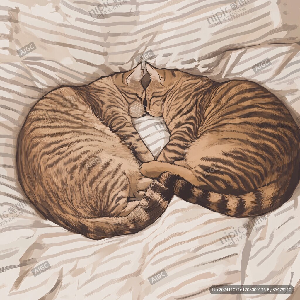 手绘猫咪睡觉