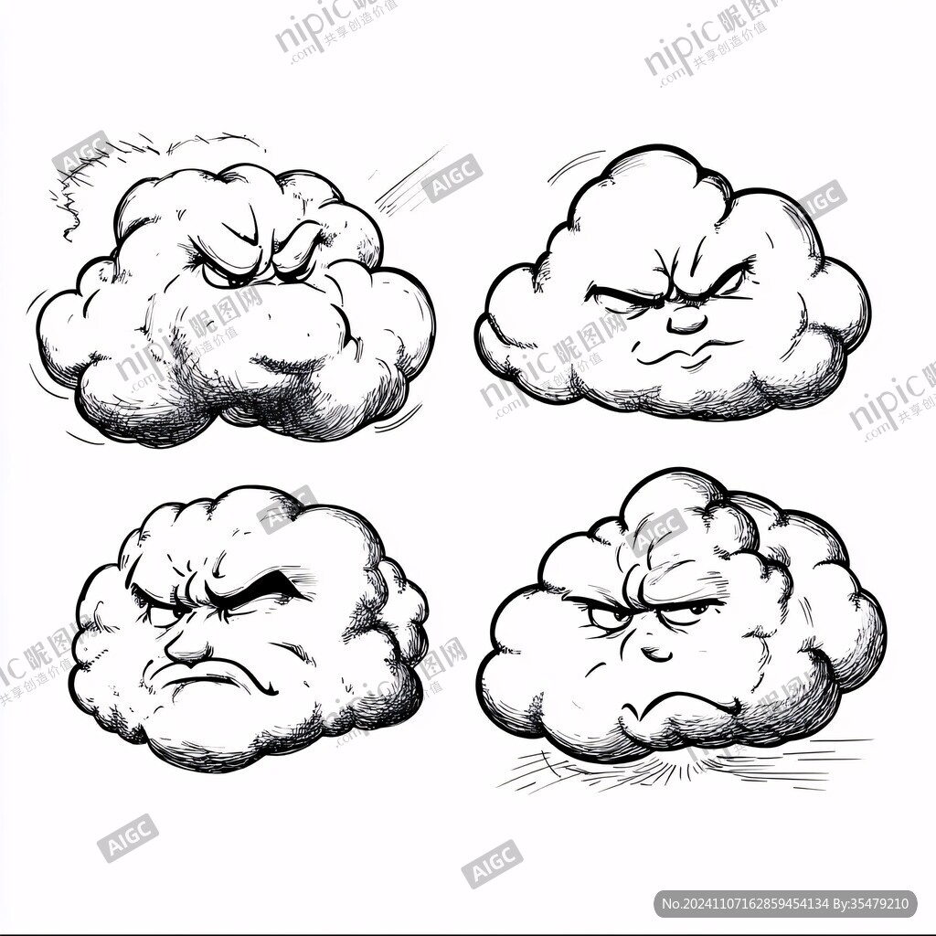 手绘夸张表情线稿