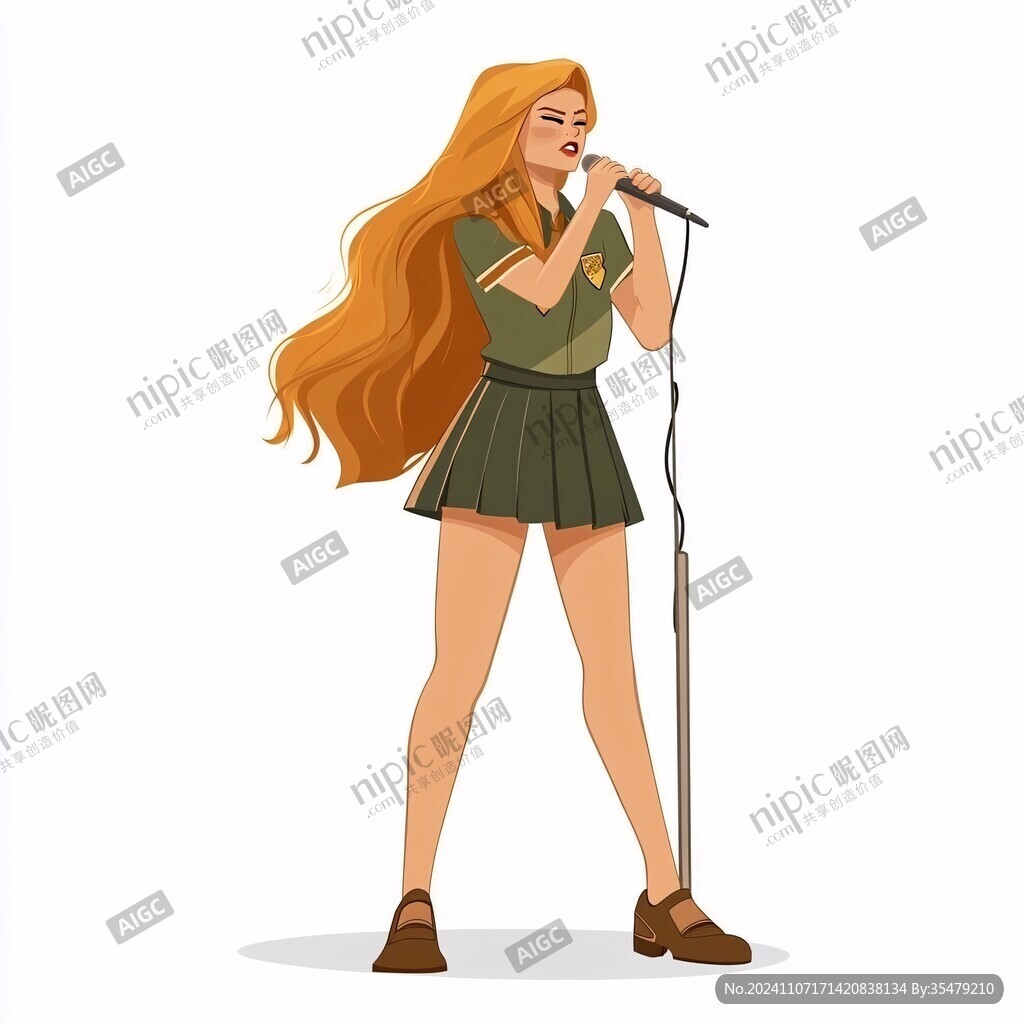 女歌手插画