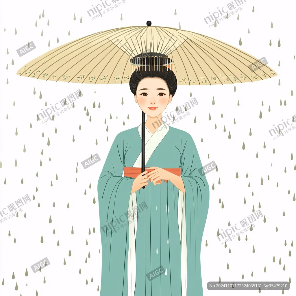打伞的古典少女