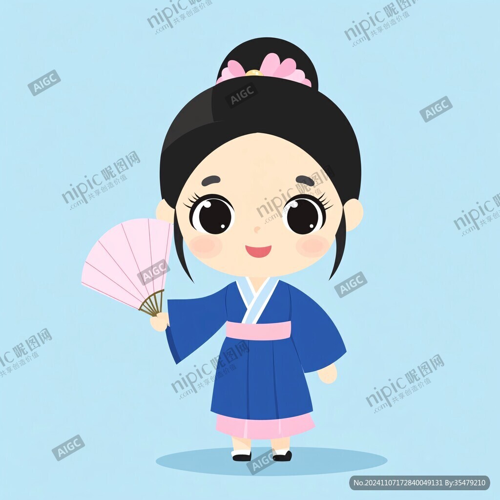 西梅卡通汉服女孩