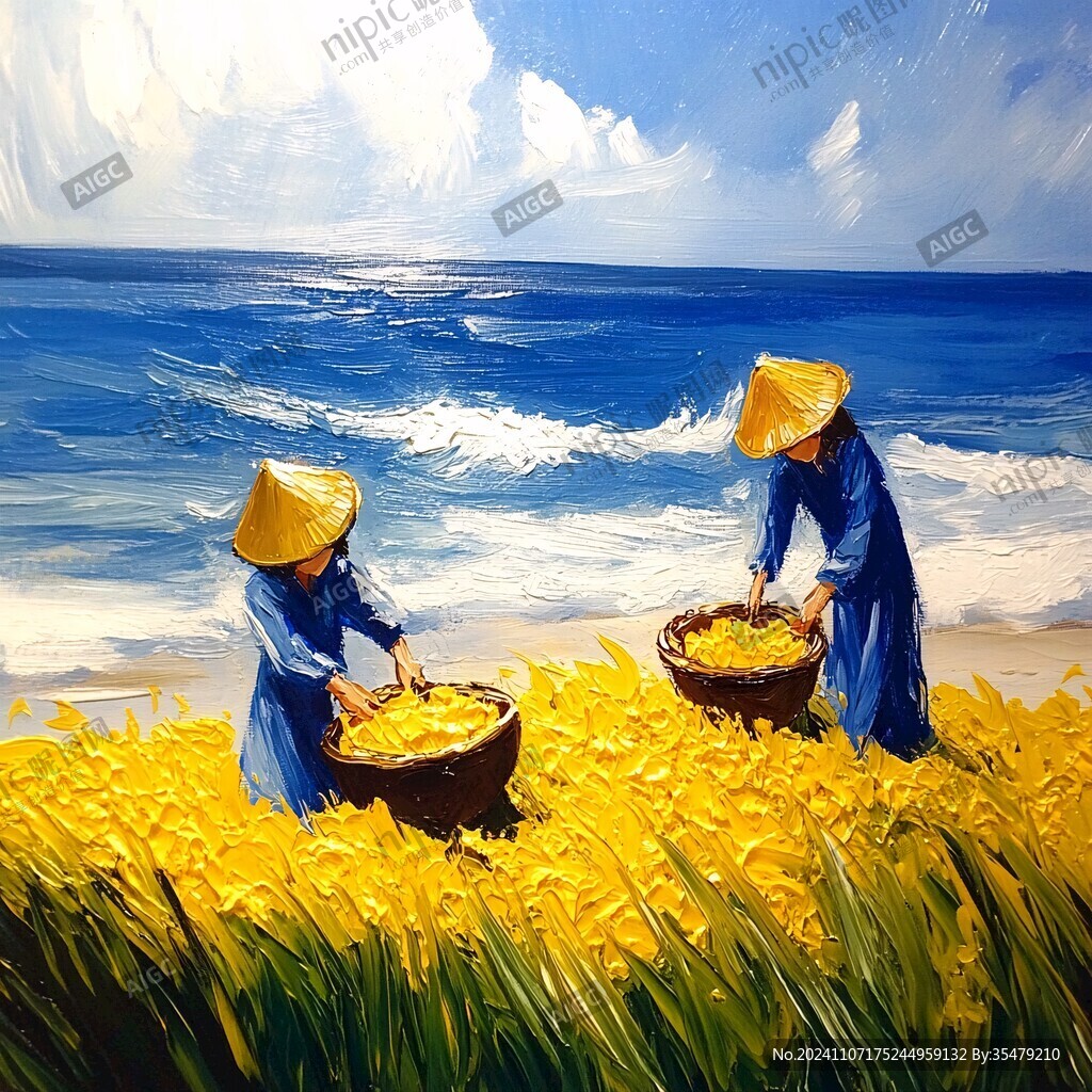 赶海插画