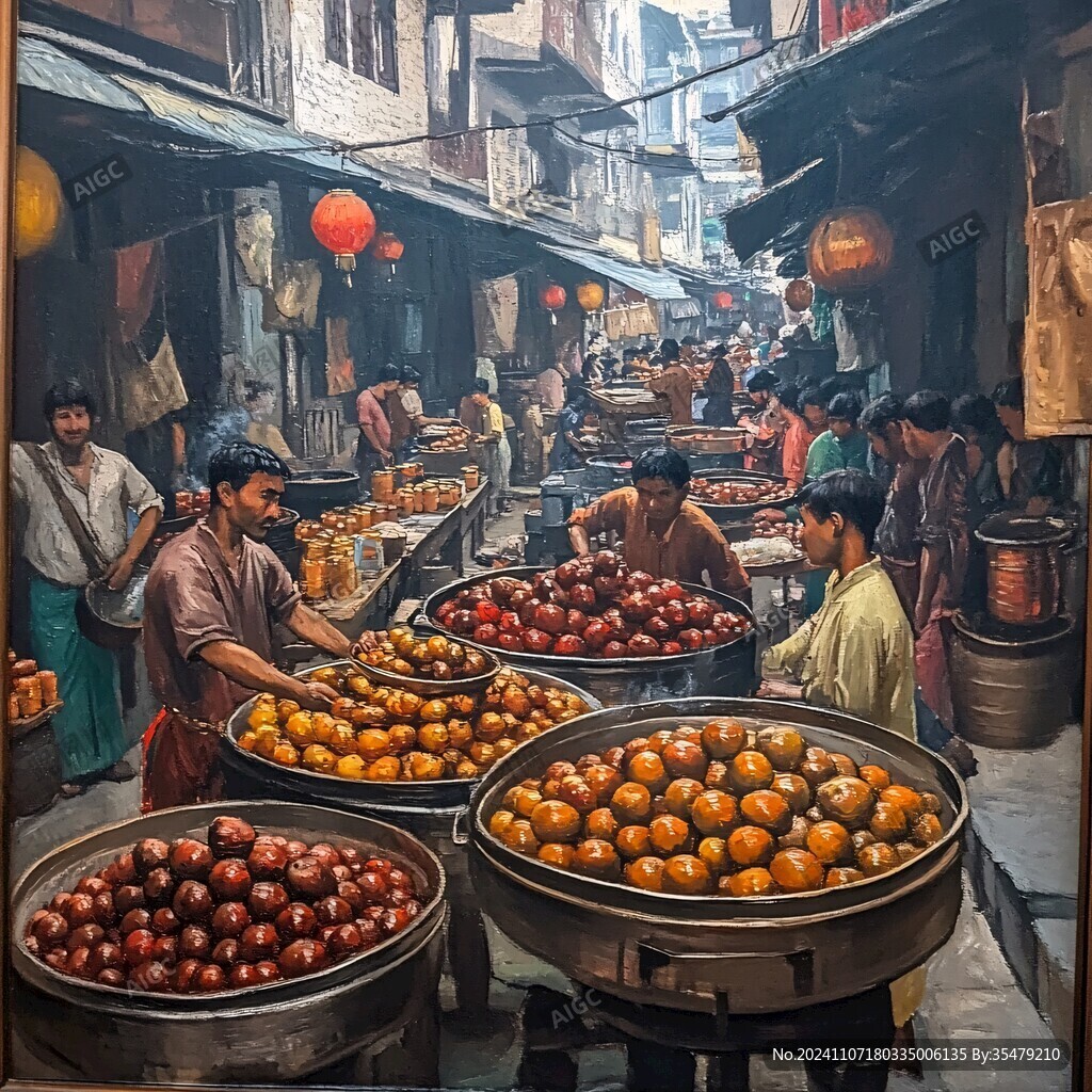 古代美食街景
