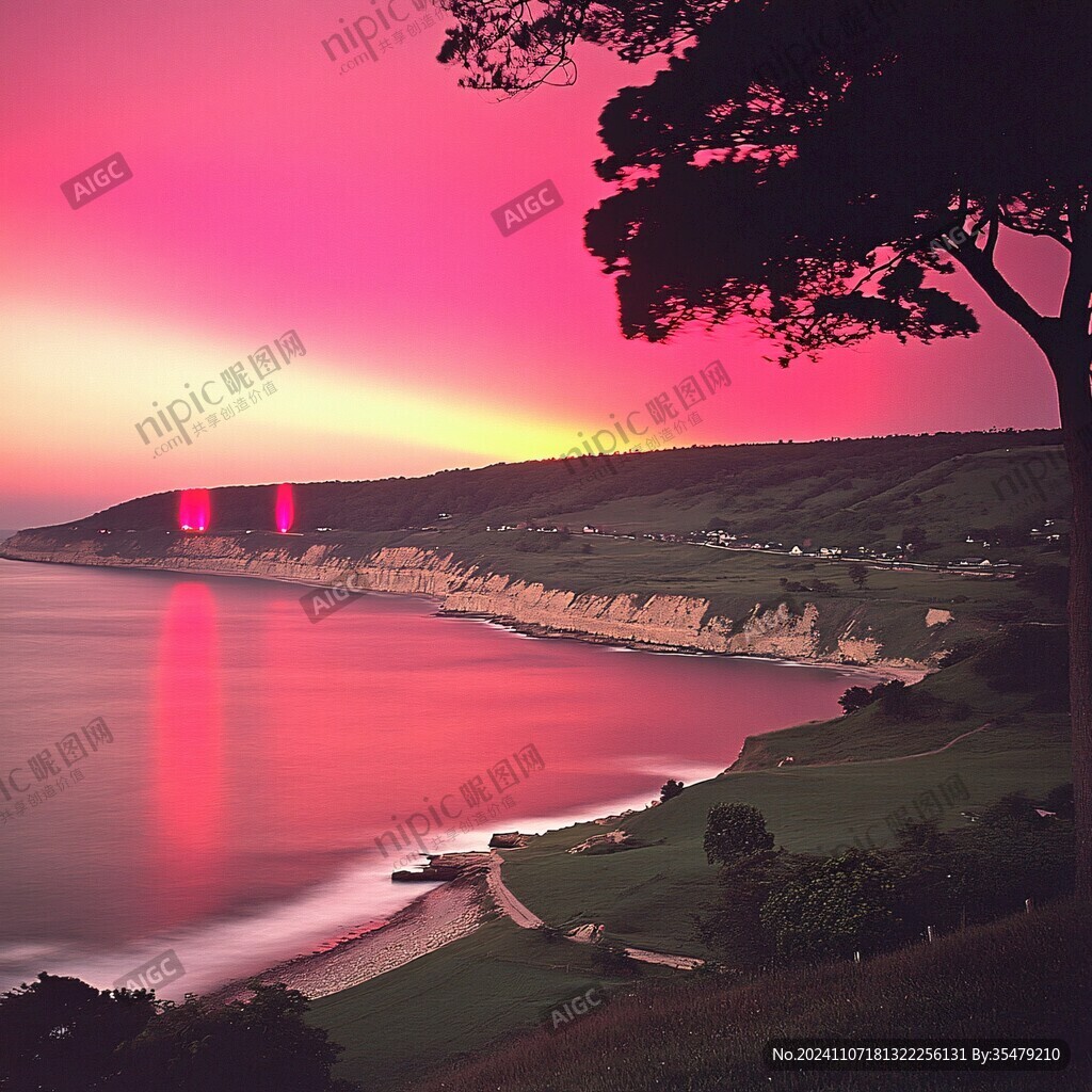 粉红色的超现实风景